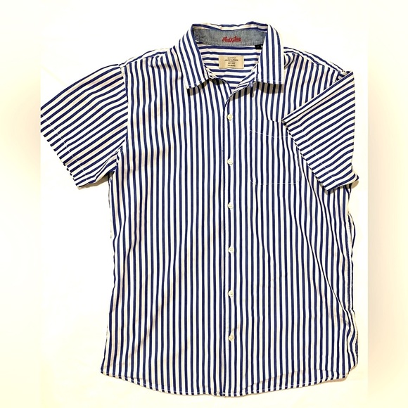 Jack & Jones original M men’s cotton blue and white button up short sleeve shirt - Picture 1 of 2